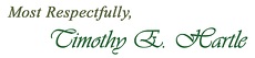 Timothy E. Hartle, Signature